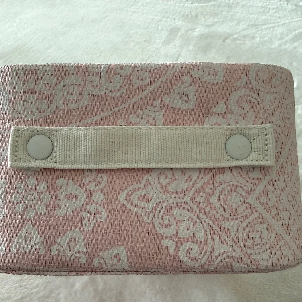 Pink Nursery Storage Basket‎ Organizer Diaper Caddy Bin w Divider Insert